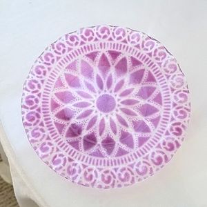 Art Glass Signed Purple Lace Dish